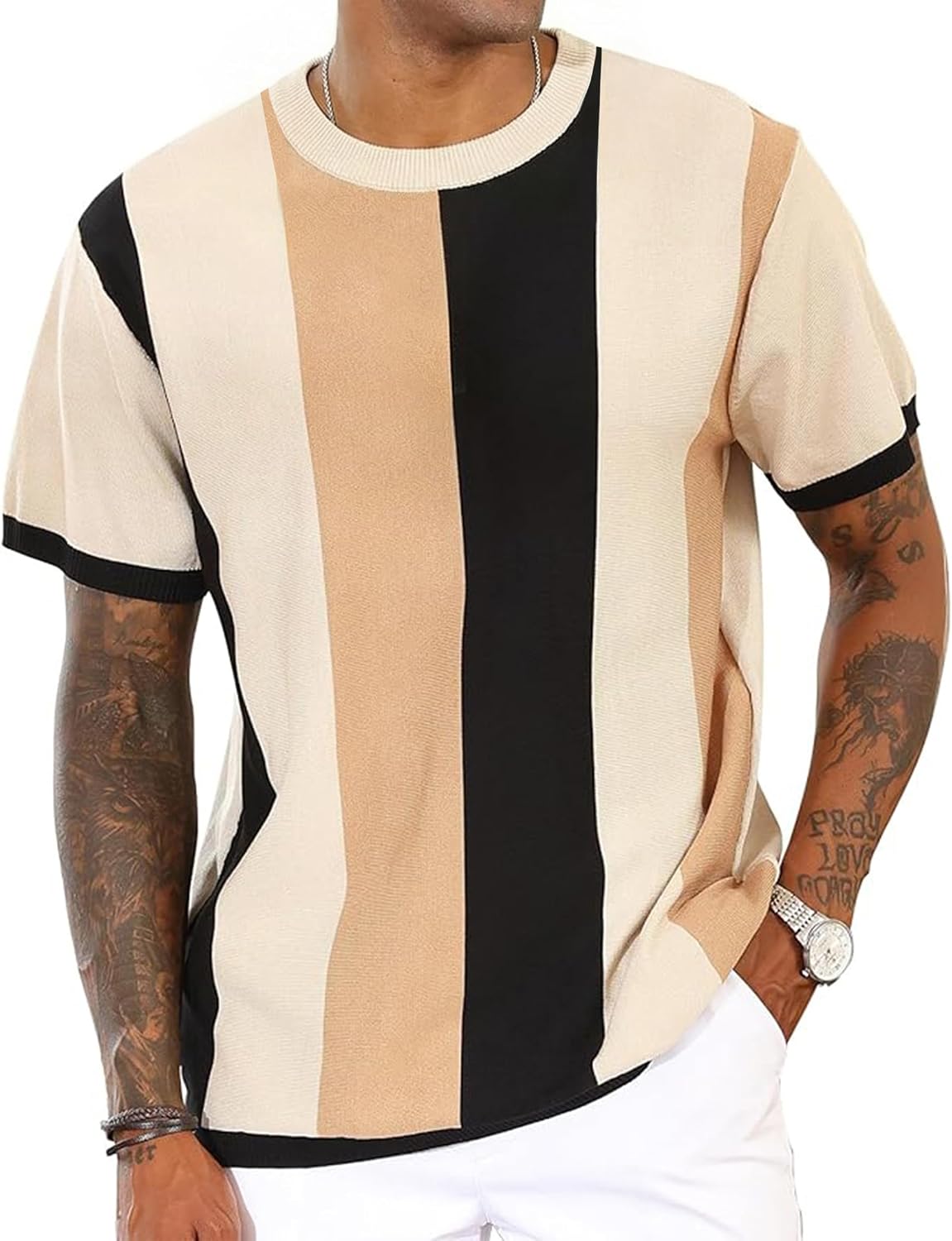 Thumbnail 6 de CTU Men's Knitted Shirt: Vintage Striped Knitting Top with Contrast Colour