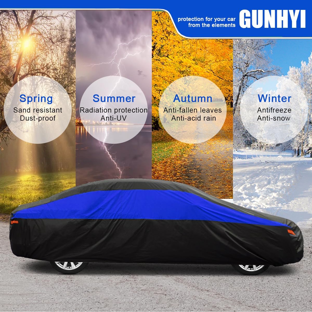 Thumbnail 4 de GUNHYI Car Cover Waterproof Breathable for Saloon Cars (470–490 cm) – Universal Fit