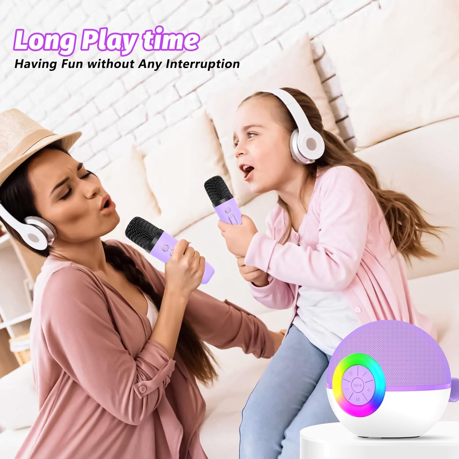 Thumbnail 6 de goopow T97 Mini Karaoke Machine with Bluetooth, Two Wireless Microphones and LED Lights