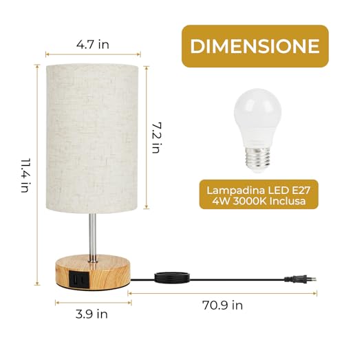 Detalle de Lampada da Comodino Touch Set di 2 Suright: luce dimmerabile, ricarica integrata