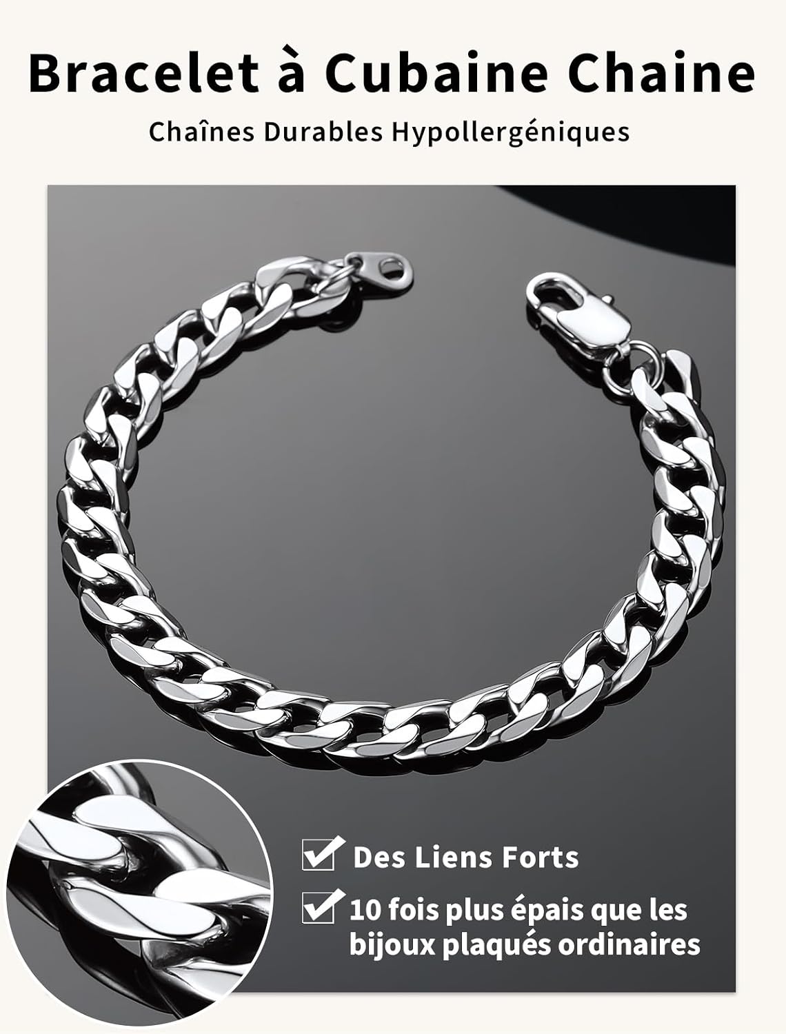 Detalle 2 de ChainsHouse Bracelet Gourmette Acier 316L