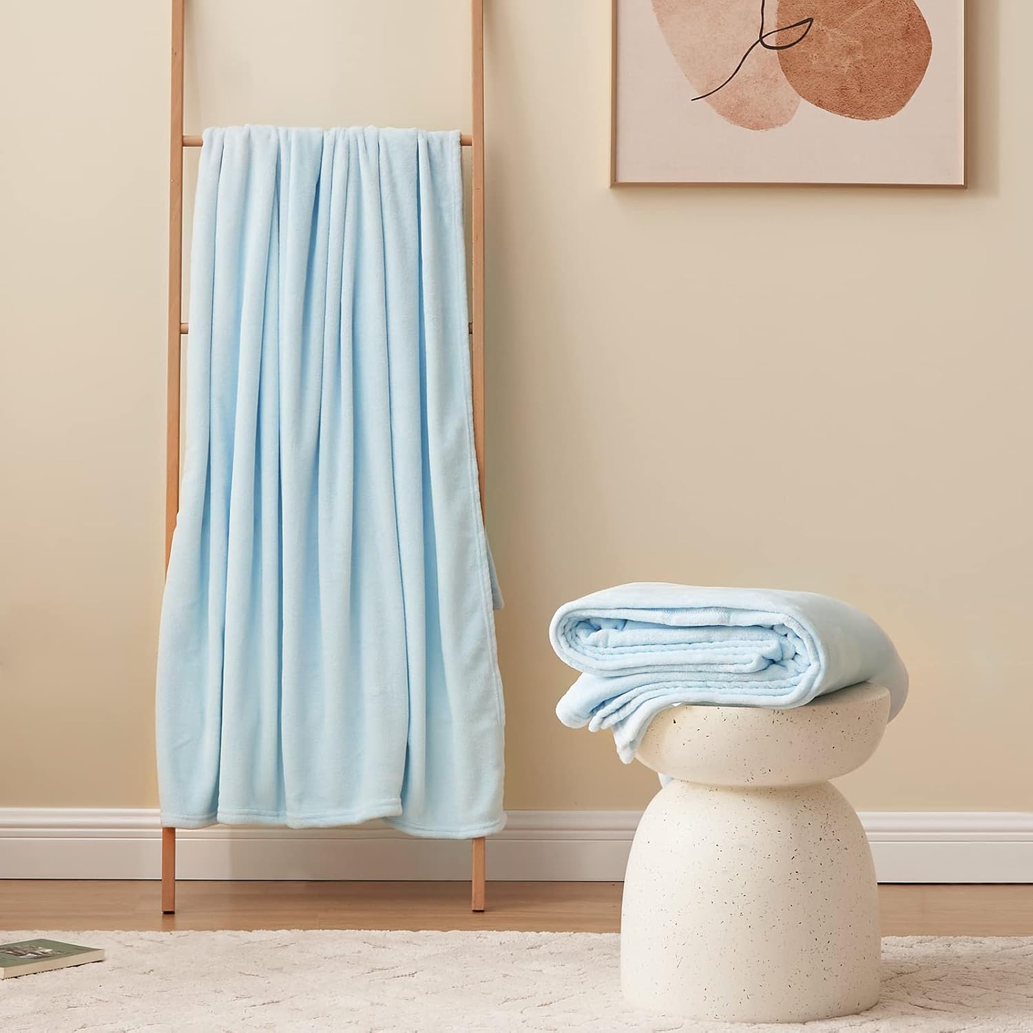 Thumbnail 6 de Aisbo Light Blue Throws Blanket for Sofas – 130x150cm Single Fluffy Fleece Throw