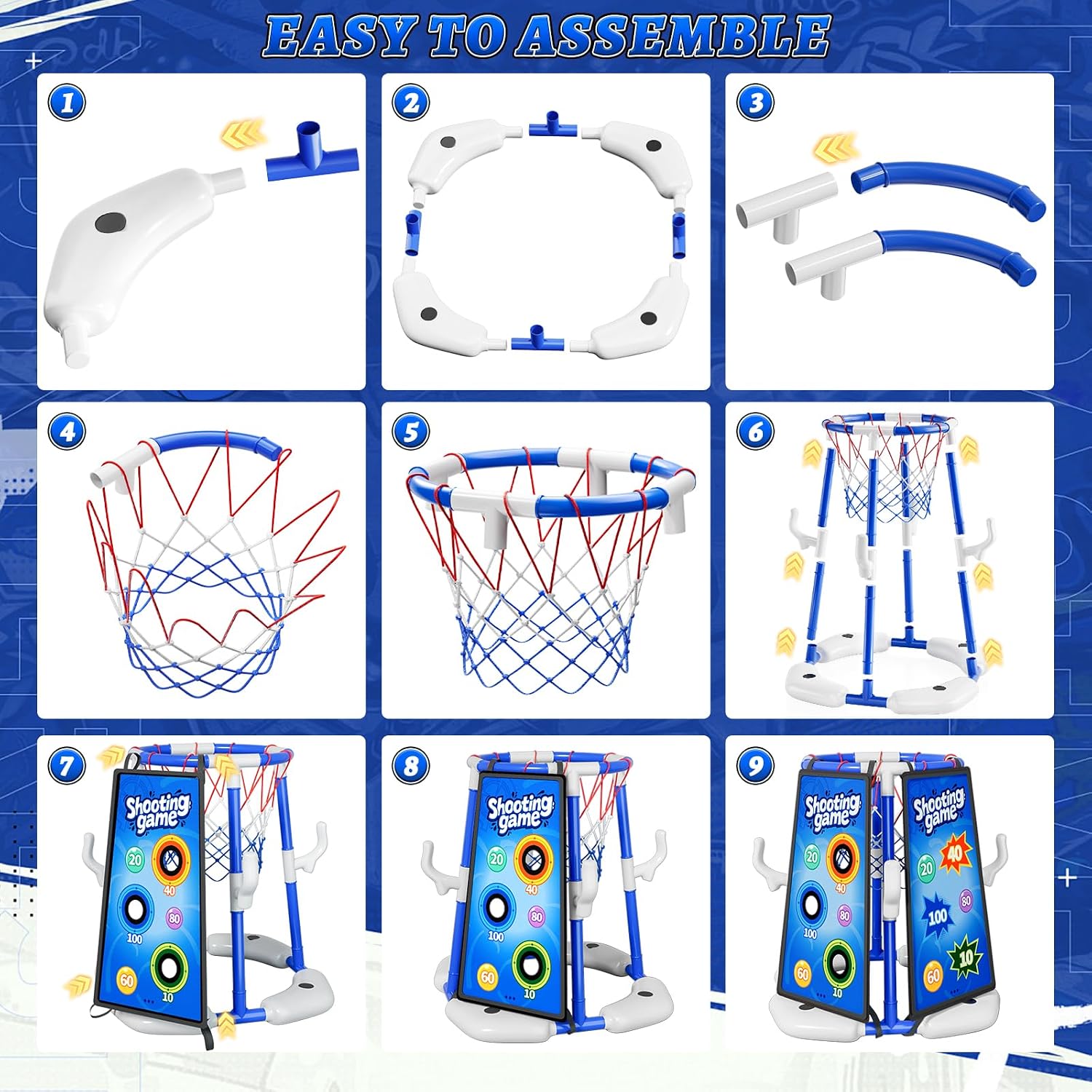 Thumbnail 6 de Sitodier Pool Basketball Hoop: 4-in-1 Floating Pool Game for Kids and Families