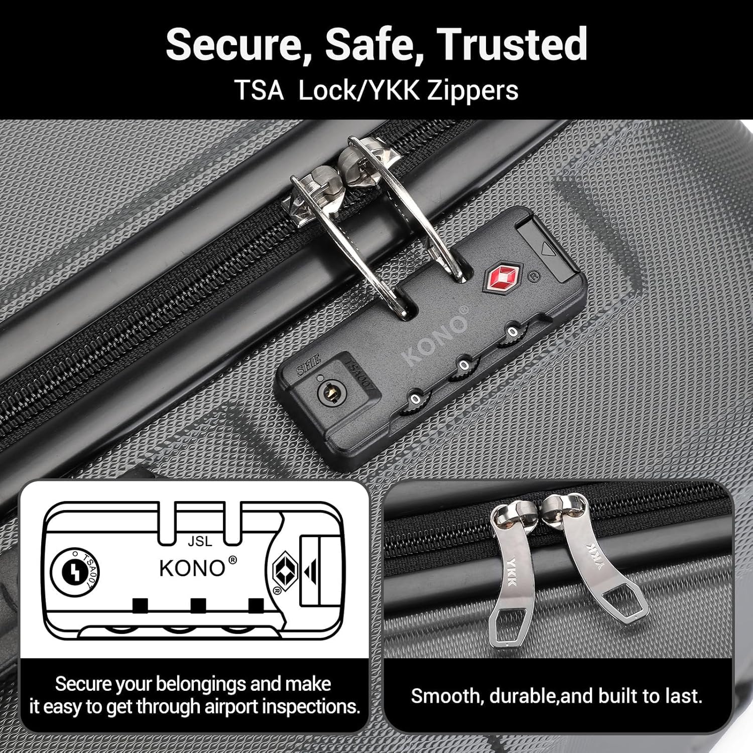 Thumbnail 4 de Kono Fashion Hand Luggage lightweight ABS+PC suitcase