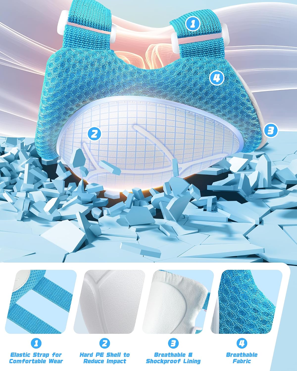 Detalle 1 de DARME M Light Blue Kids’ Bike Helmet Set with Adjustable Fit and Pads