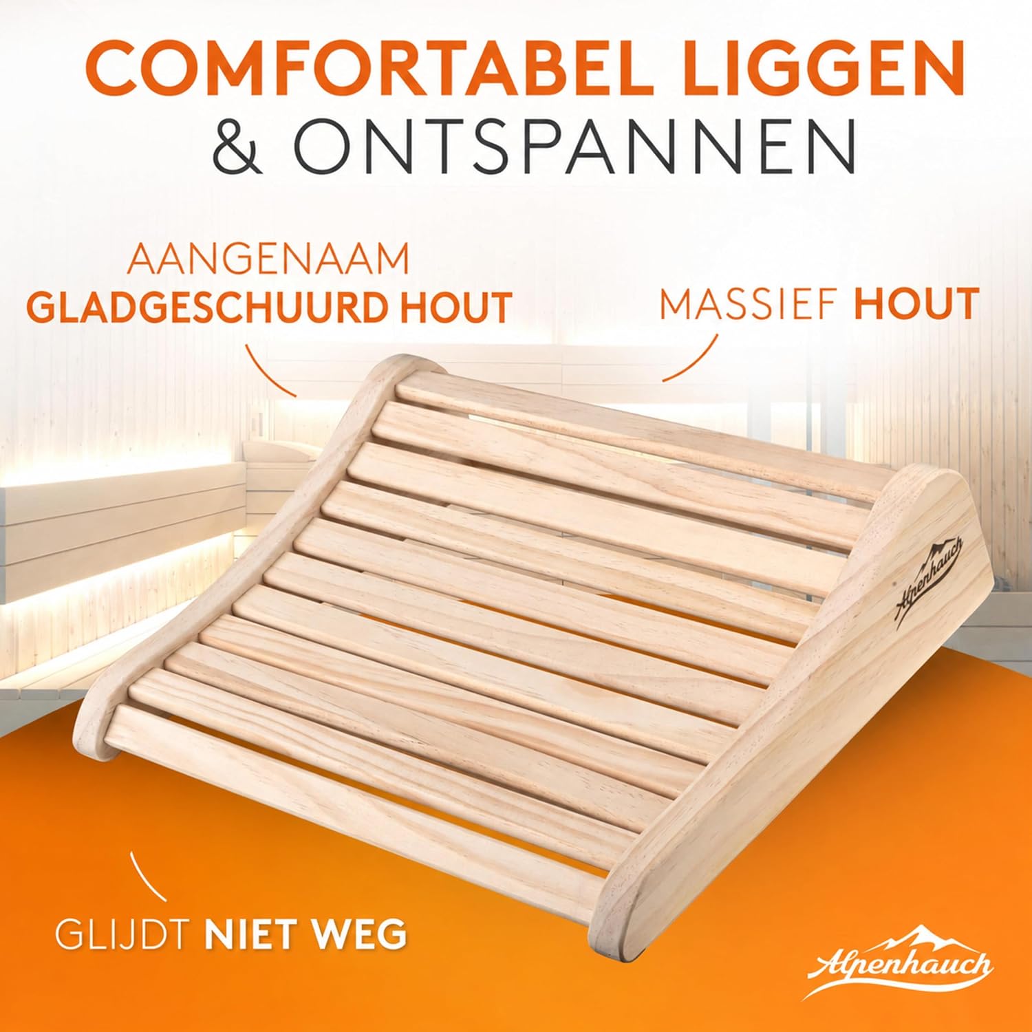 Detalle de ALPENHAUCH ALP-KO1000 saunahoofdsteun van natuurlijk hout