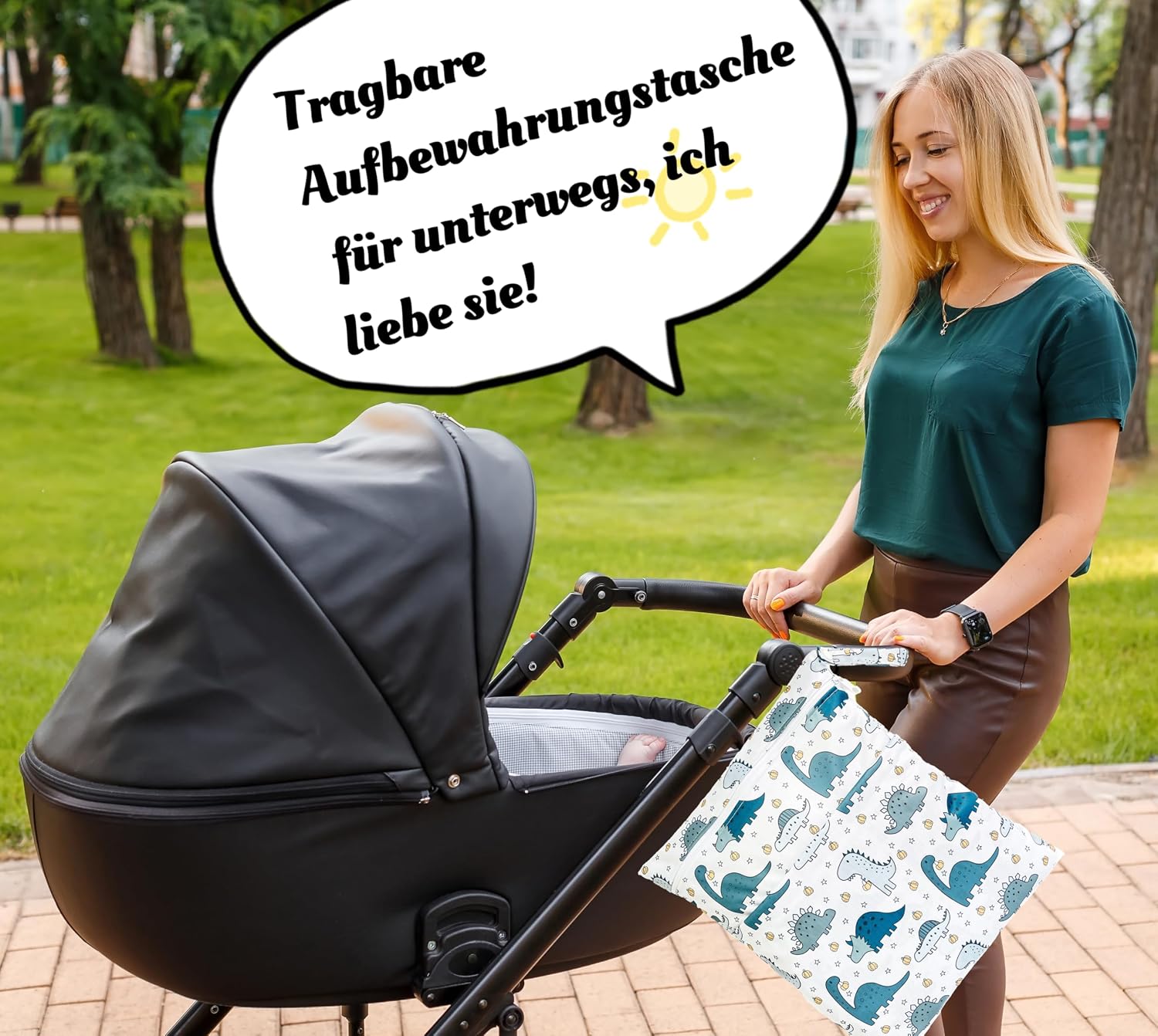 Detalle de TRASUN Wetbag 2er Set – wasserdichte Nass- und Trockenaufbewahrung für Windeln, Reisetasche und mehr
