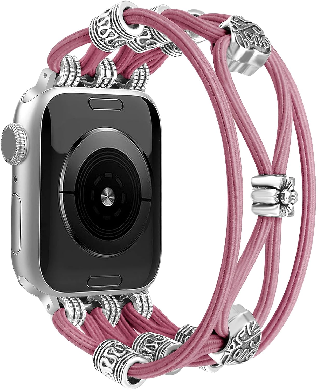 Detalle de Newlibery NLB-WB-001123 Beaded Nylon Apple Watch Band, Smoke Violet