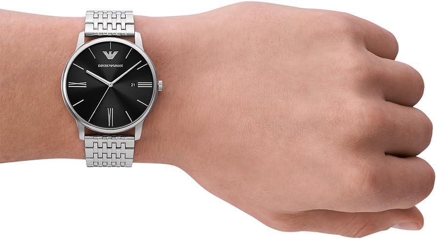 Detalle de Emporio Armani Herrenuhr, Quarz 3-Zeiger Datum, 42 mm Gehäuse, Edelstahlband