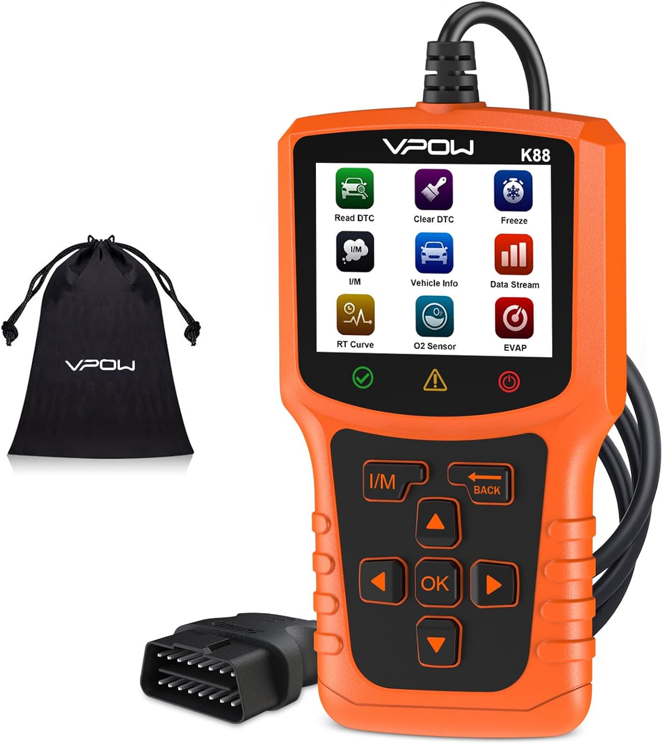 Scanner OBD2 VPOW con DTC estesi, test batteria e funzioni diagnostiche (OBDII/EOBD) per BMW, Mercedes e molte auto