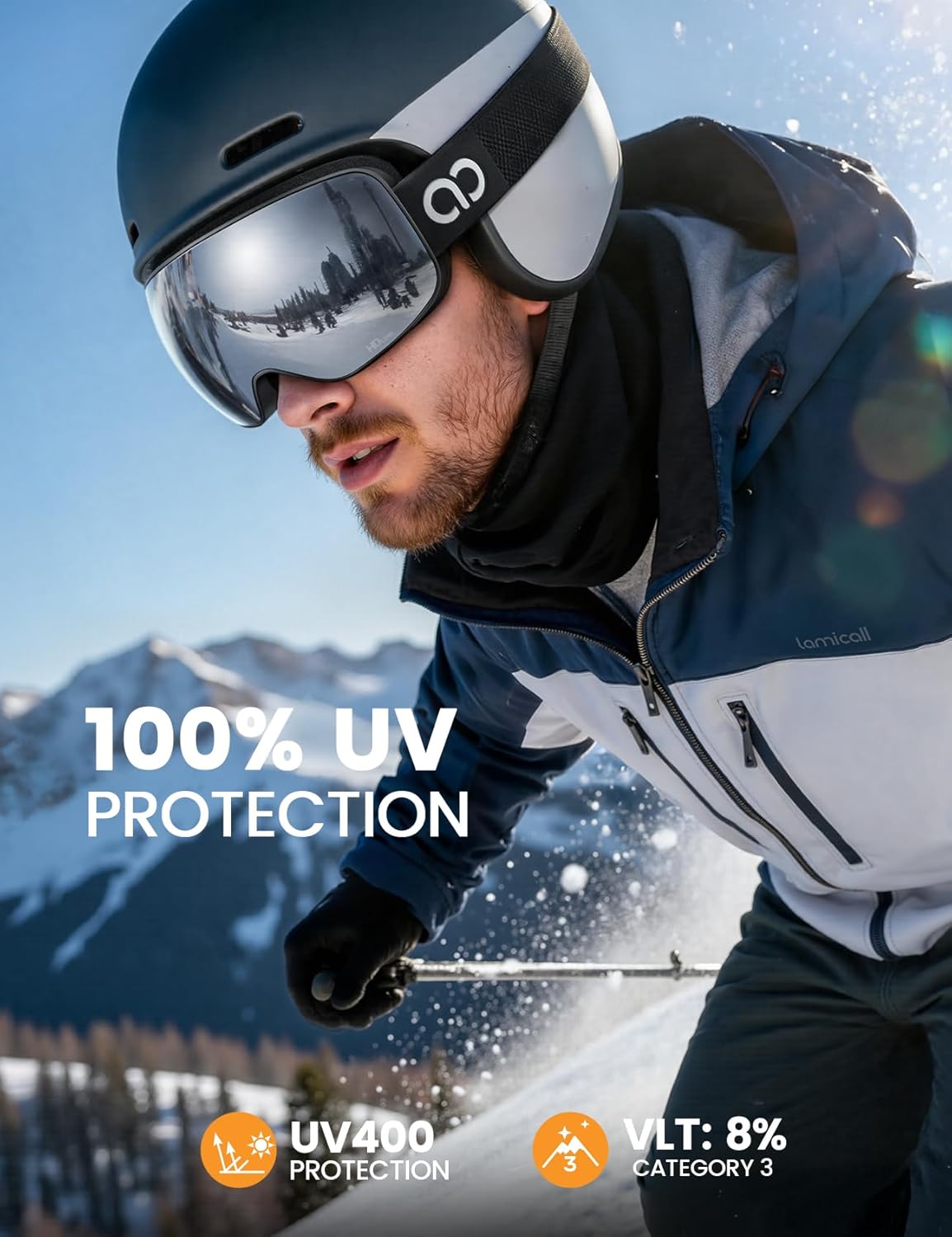 Detalle 2 de Lamicall Ski Goggles OTG 17mm Spherical