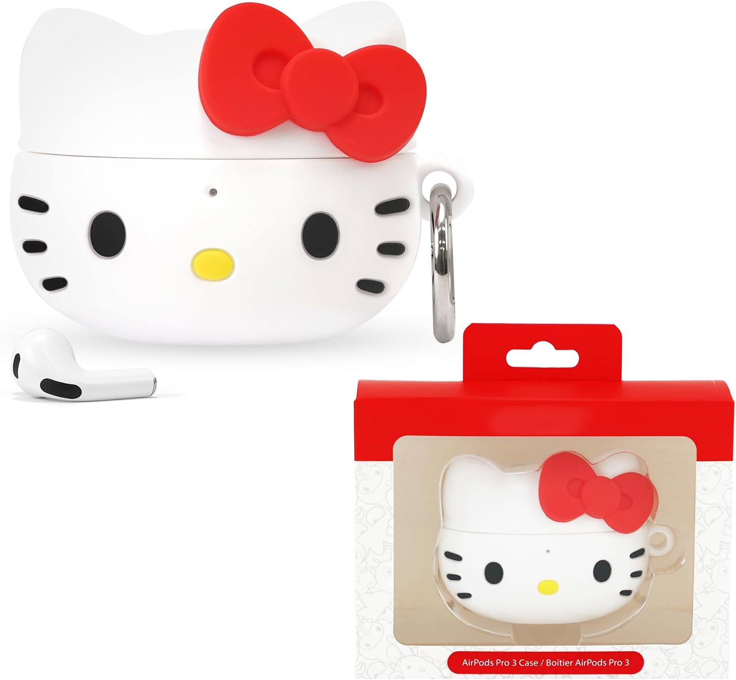 Detalle de iFace Hello Kitty and Friends AirPods Pro 3用シリコンケース カラビナ付き・ワイヤレス充電対応