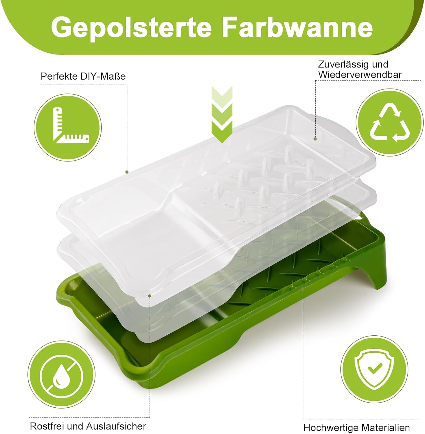 Detalle de YiBaiBrush Farbroller Set Klein – 5 cm Schaumstoffwalze mit Farbwanne & Einsatz, ideal für Möbel, Schablonentechnik und Bastelarbeiten