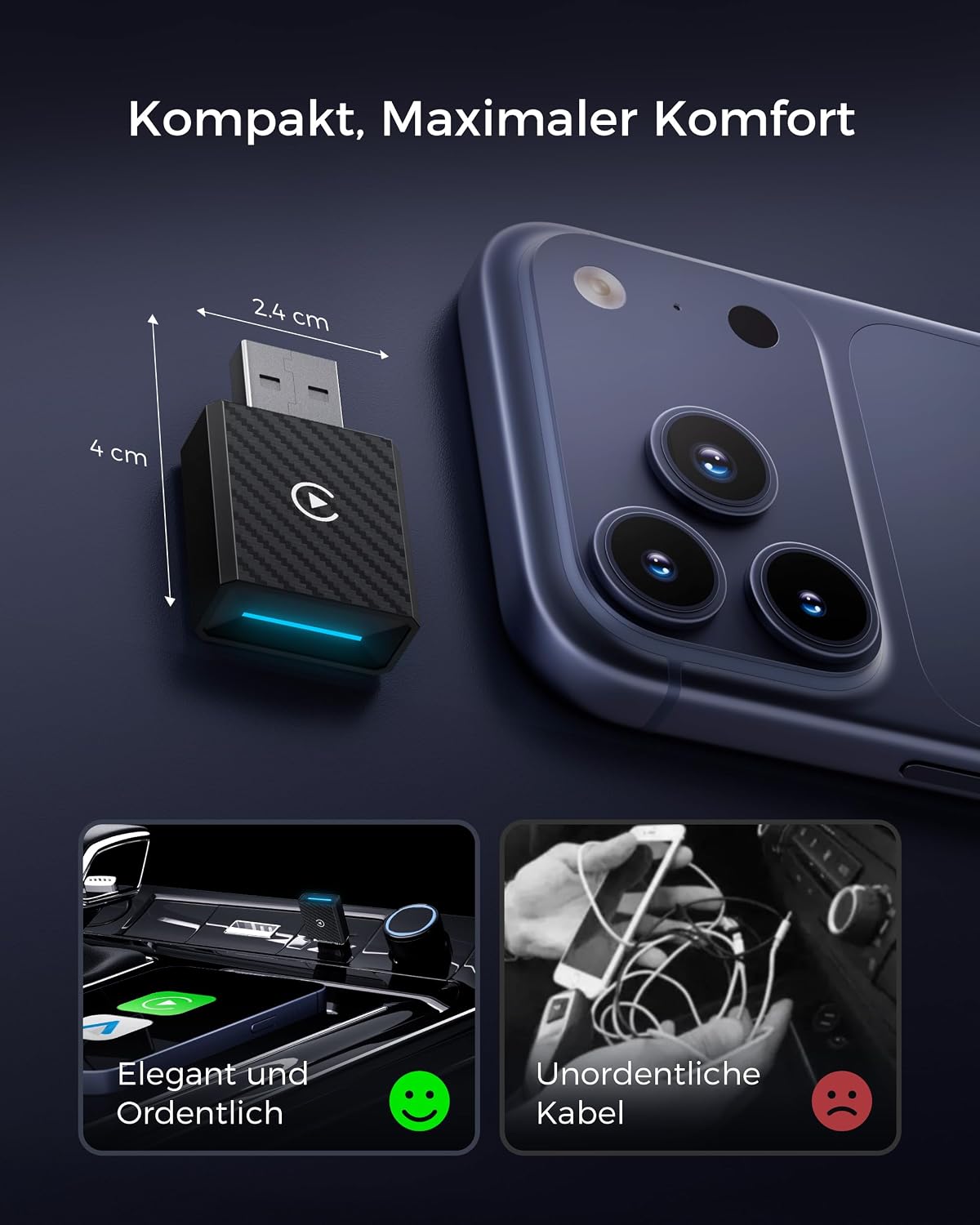 Thumbnail 6 de WityEye 2 In 1 CarPlay und Android Auto Wireless Adapter – kabellos, stabil und kompatibel