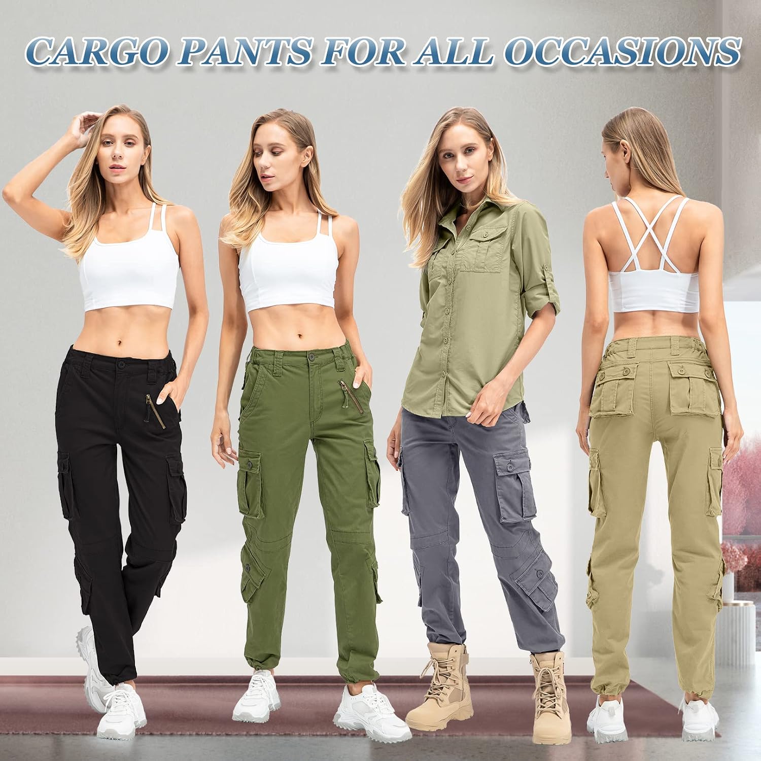 Detalle 1 de Jessie Kidden tactical cargo pants 8 pockets