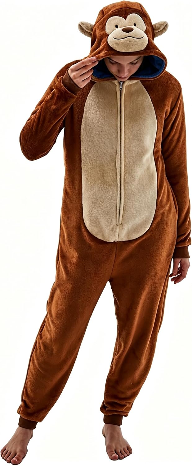 Detalle de JUOLOET Animal Onesie Pajamas, Flannel Fleece with Hood, Zipper and Pockets