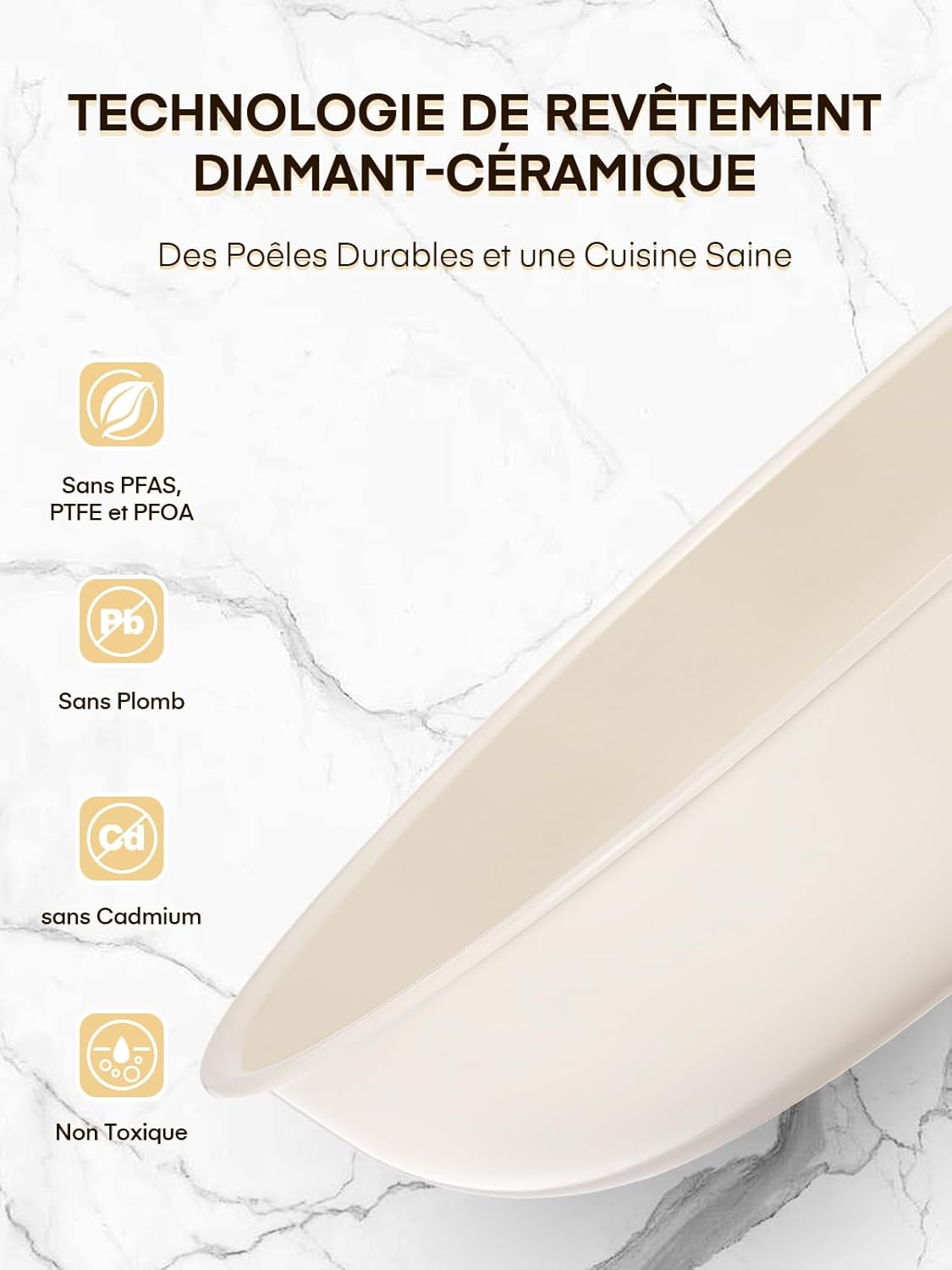 Thumbnail 2 de FOHERE lot de 3 poêles 20/24/28 cm avec poignée amovible (induction, céramique, passe au four)