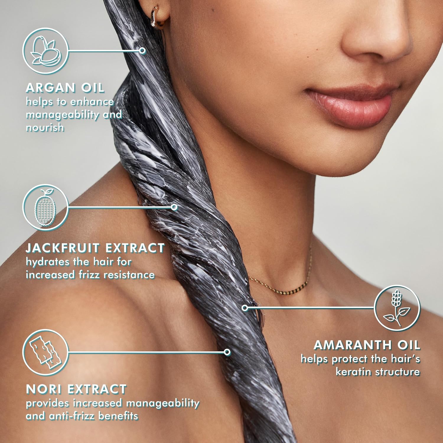 Detalle de Balsamo Frizz Control Moroccanoil: controllo dell’effetto crespo e cura delle punte