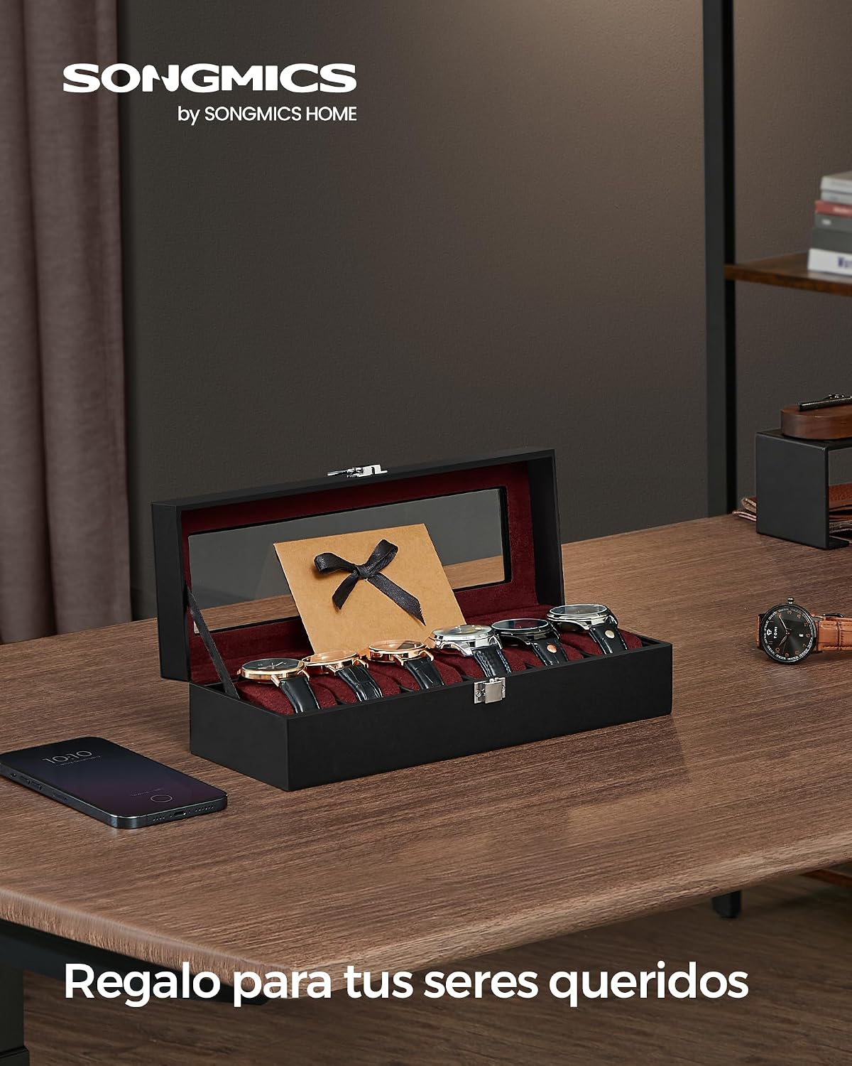 Detalle 2 de SONGMICS JWB006R01 caja para 6 relojes