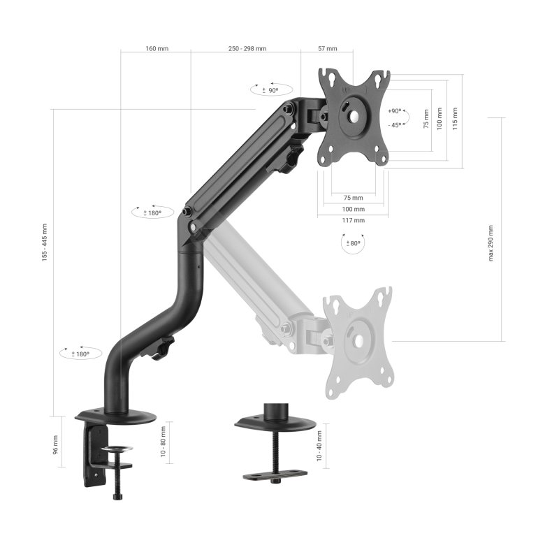 Thumbnail 1 de Aisens DT32TSR-139: Soporte de Mesa Eco con Contrapeso para Monitor/TV 17"–32" (VESA 75×75 a 100×100, 8 kg)