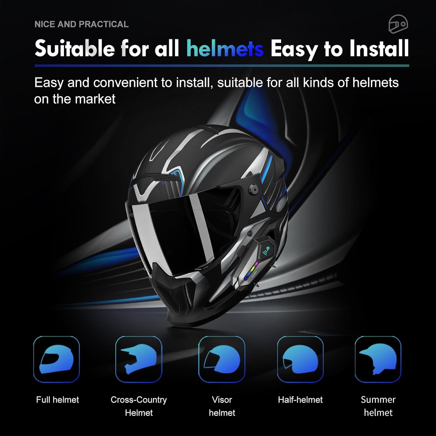 Thumbnail 5 de LUVIN Helmet Bluetooth Headset 1000mAh motorcycle intercom
