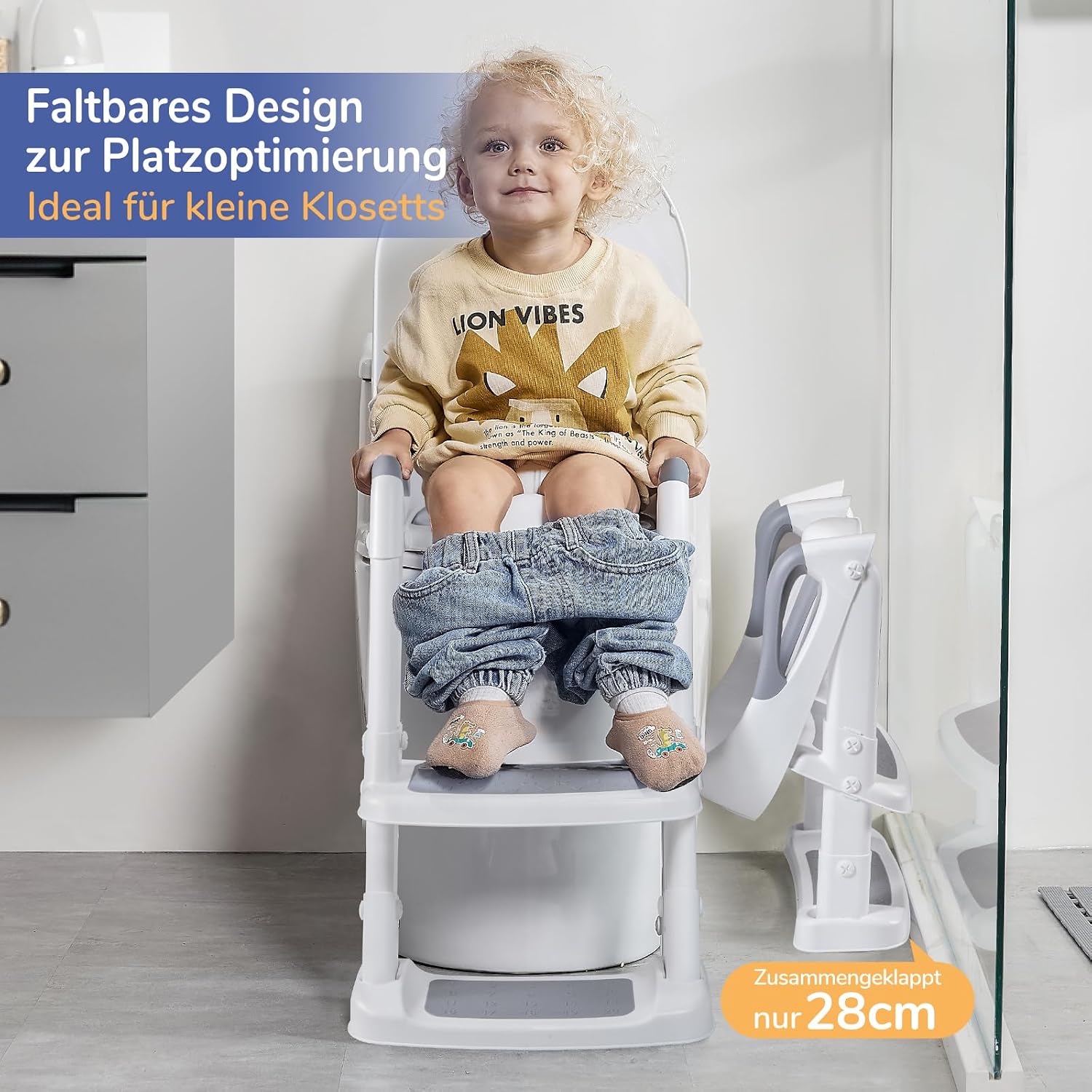 Detalle 2 de DEANIC Toilettensitz Kinder mit Treppe 38–47 cm grau