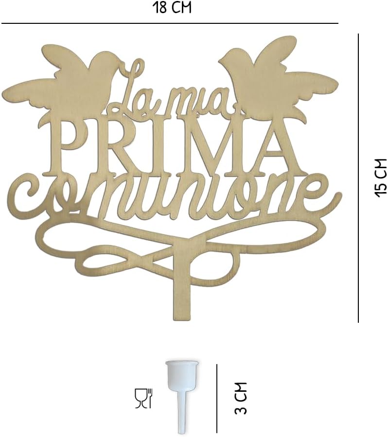 Thumbnail 1 de Decorazione per Torta Prima Comunione in Legno con Supporto, 18 x 15 cm