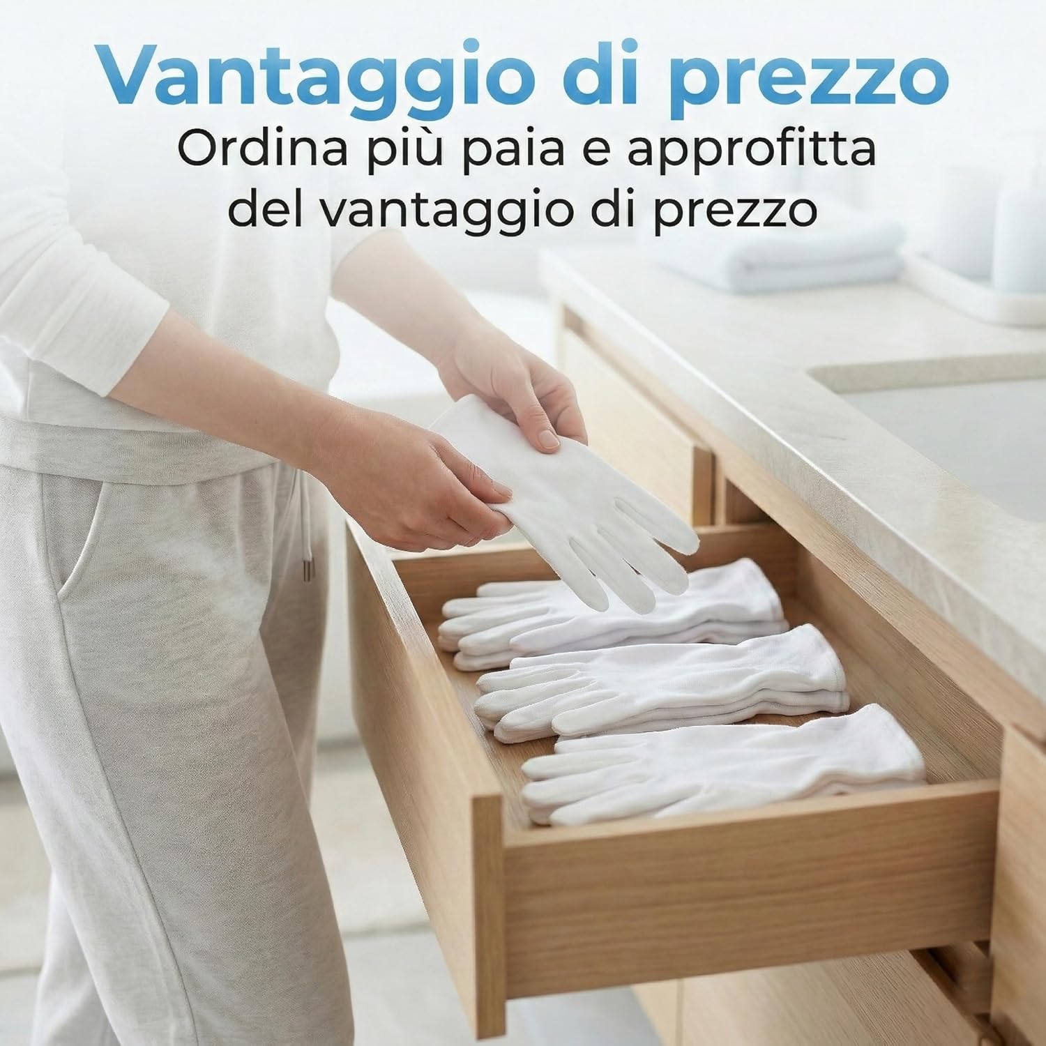 Thumbnail 6 de LAVAMED DermatTest Guanti in cotone 100% bianchi (extra morbidi) taglia M, 12 paia
