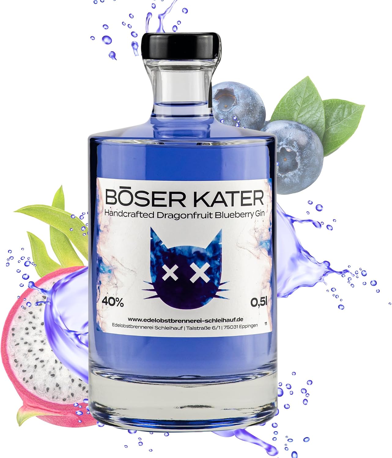 Thumbnail 6 de BÖSER KATER Black Gin Geschenkset mit 2 Gläsern – Blackberry Gin in hochwertiger Box (0,5 l, 40% Vol.)