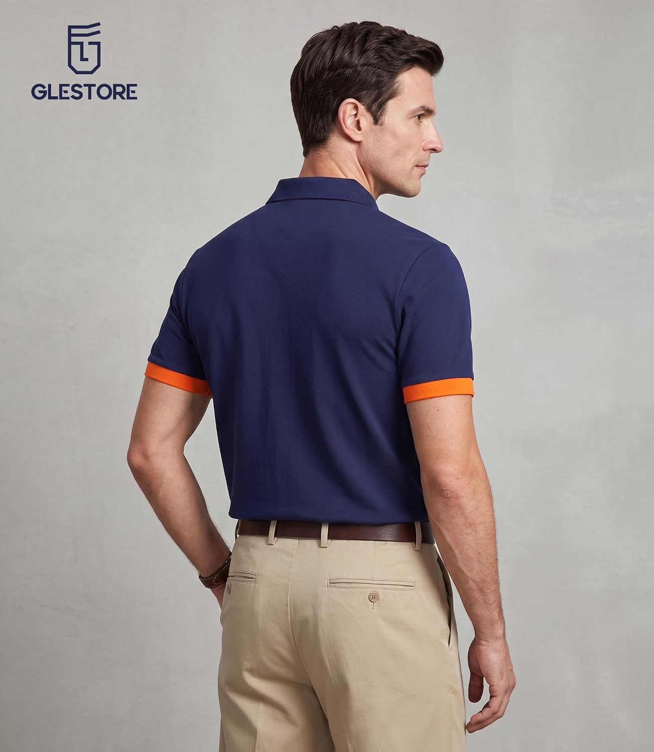 Detalle de GLESTORE Poloshirt Herren – Kurzarm, Giraffe Stickerei, vielseitiges Polo-Hemd aus Baumwolle