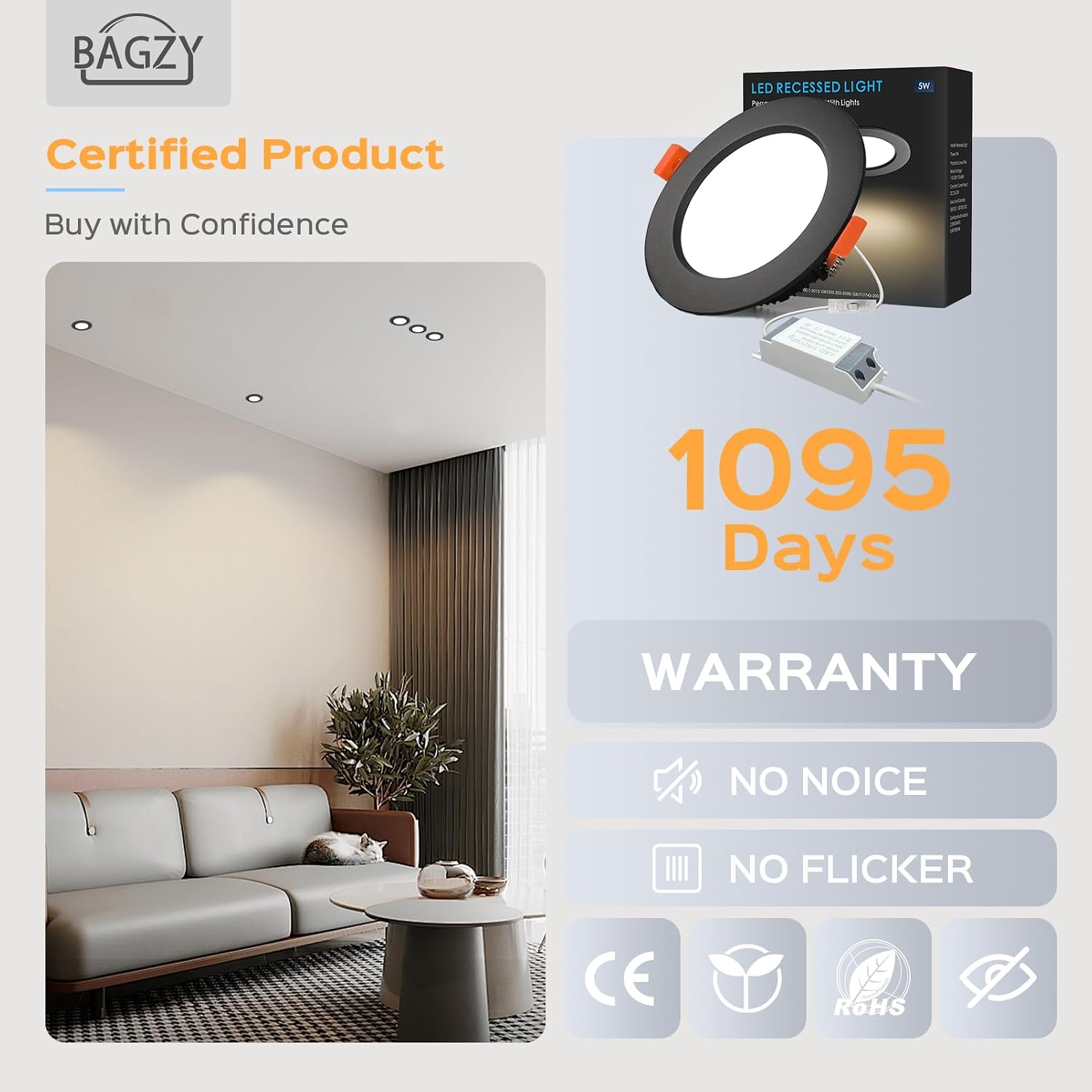 Detalle 2 de BAGZY 9W-D207-Black-Natural White(10er) – 10 wpuszczanych reflektorów LED IP44