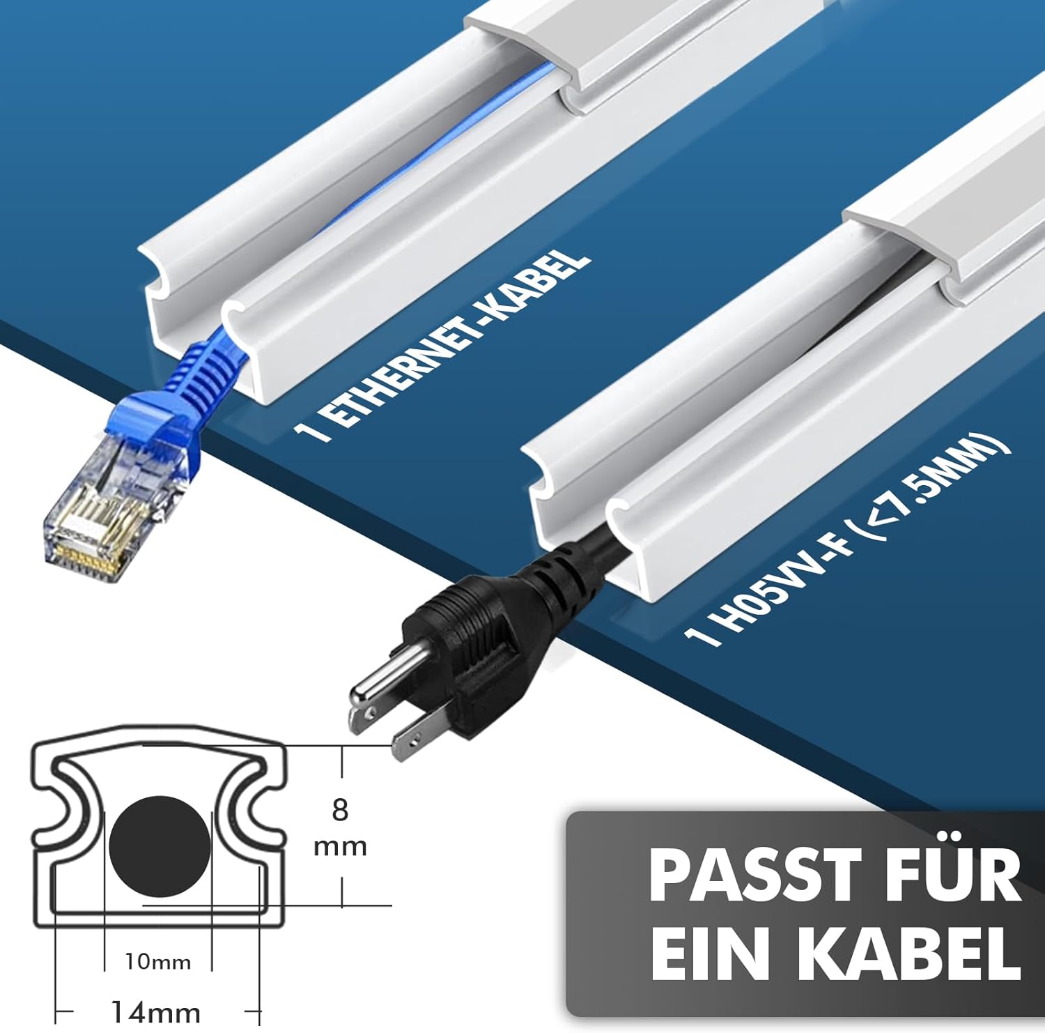 Thumbnail 1 de shinfly 2,4 m Kabelkanal Weiß 🧰