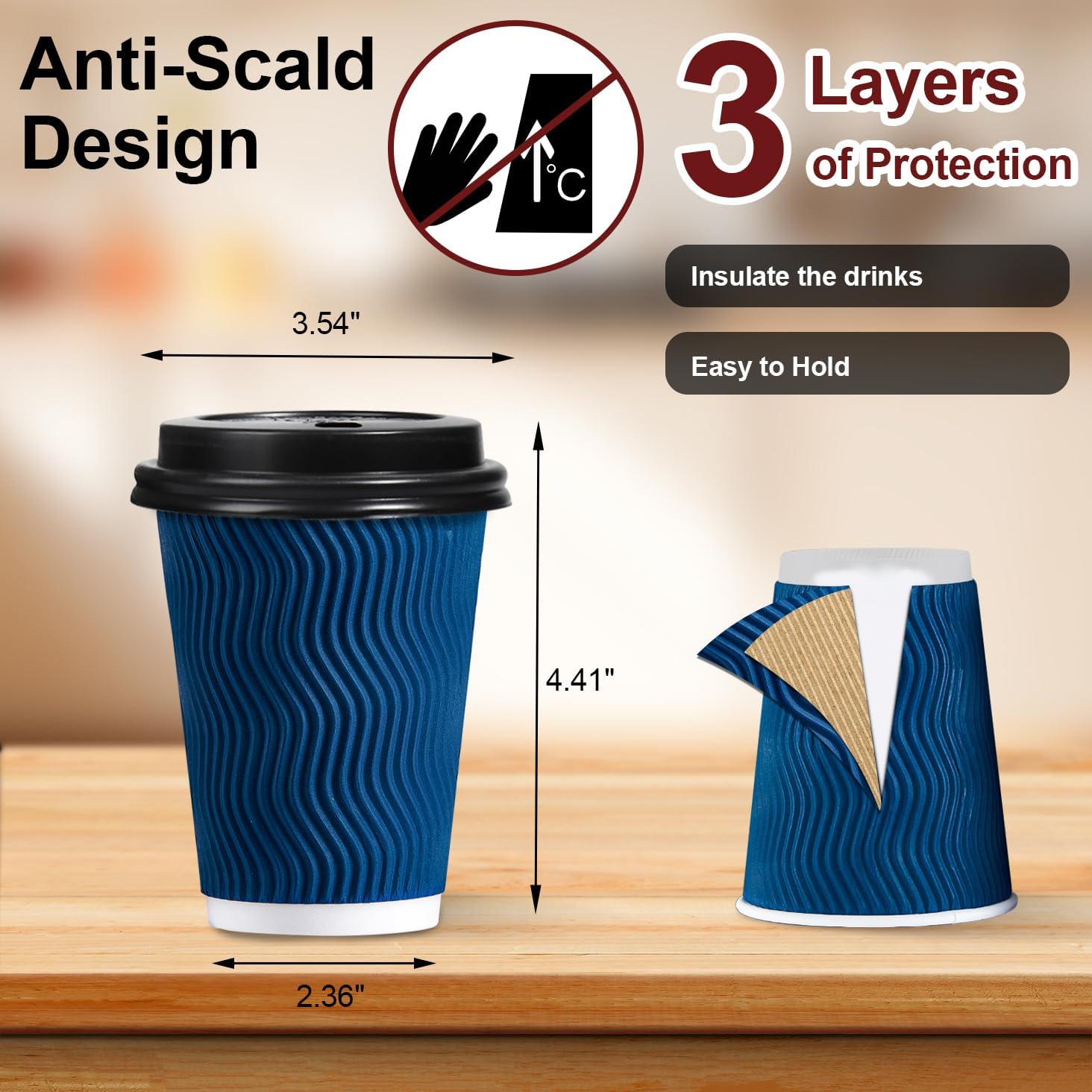 Detalle 2 de Lamosi 12 oz Disposable Coffee Cups