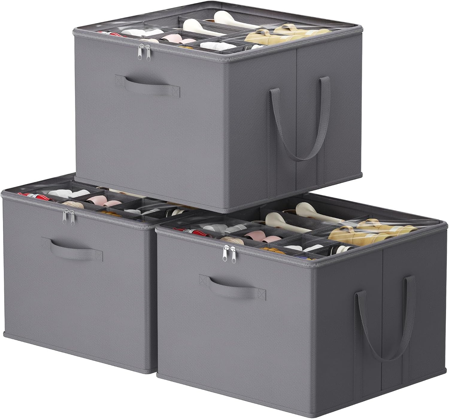 Detalle de Lifewit 24141 schoenorganizer met deksel, 3 stuks, 12 vakken en opvouwbaar