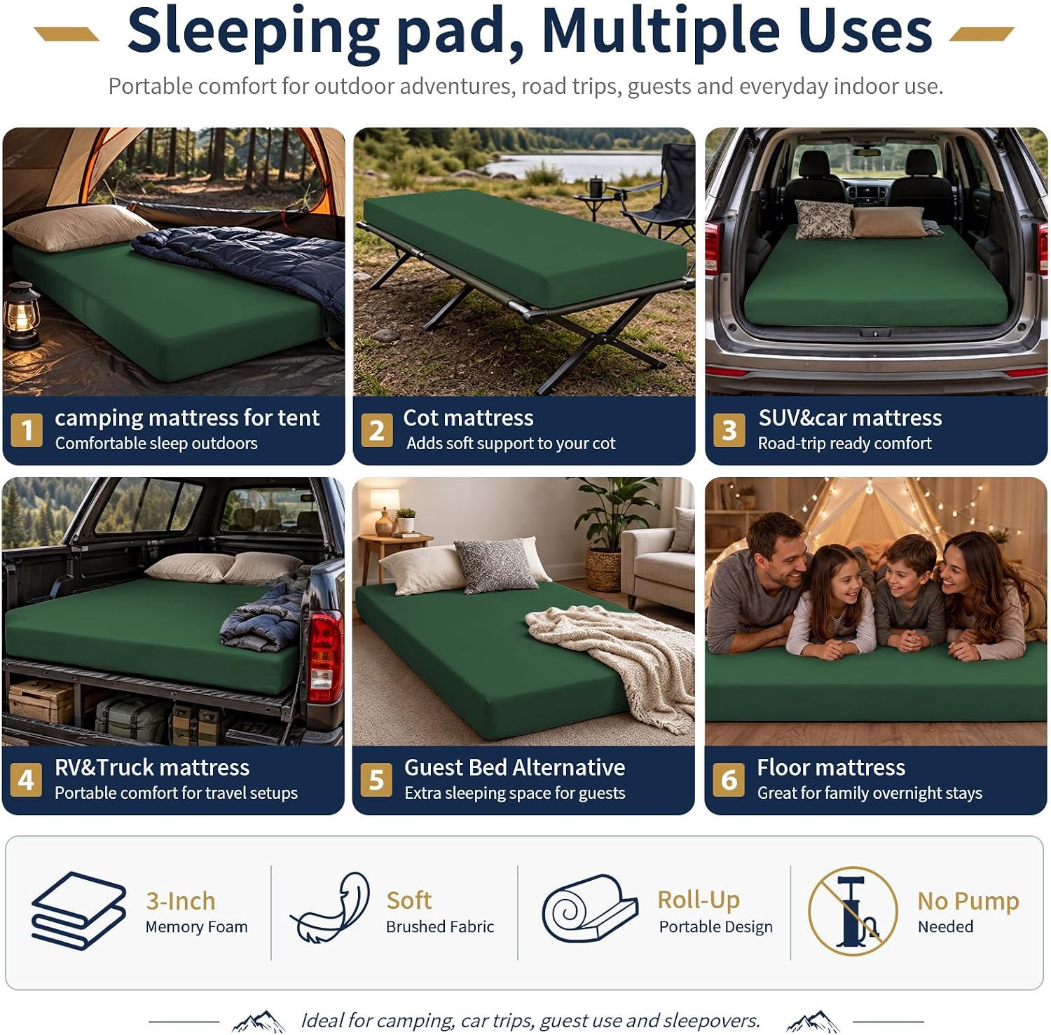 Detalle 2 de CYMULA Memory Foam Camping Mattress Pad