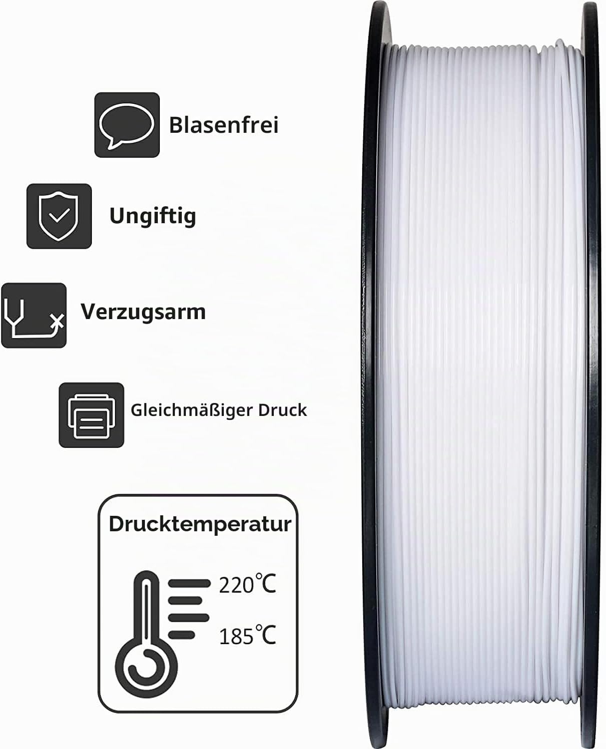 Detalle 2 de GEEETECH PLA-Filament 1,75 mm 1 kg Weiß