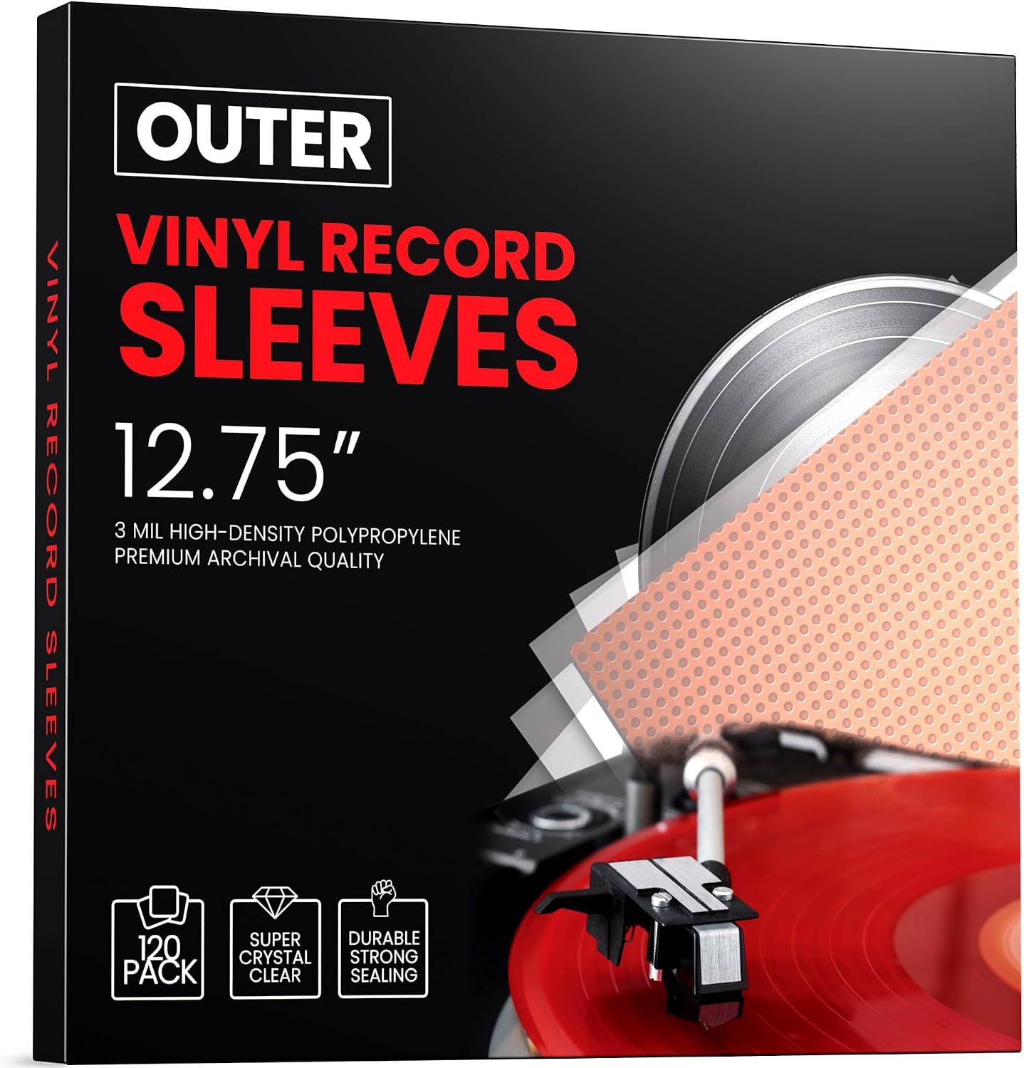 Detalle de 120 Pack 12.75-inch Vinyl Outer Sleeves (3mil) – Premium Archival Outer Covers for LPs