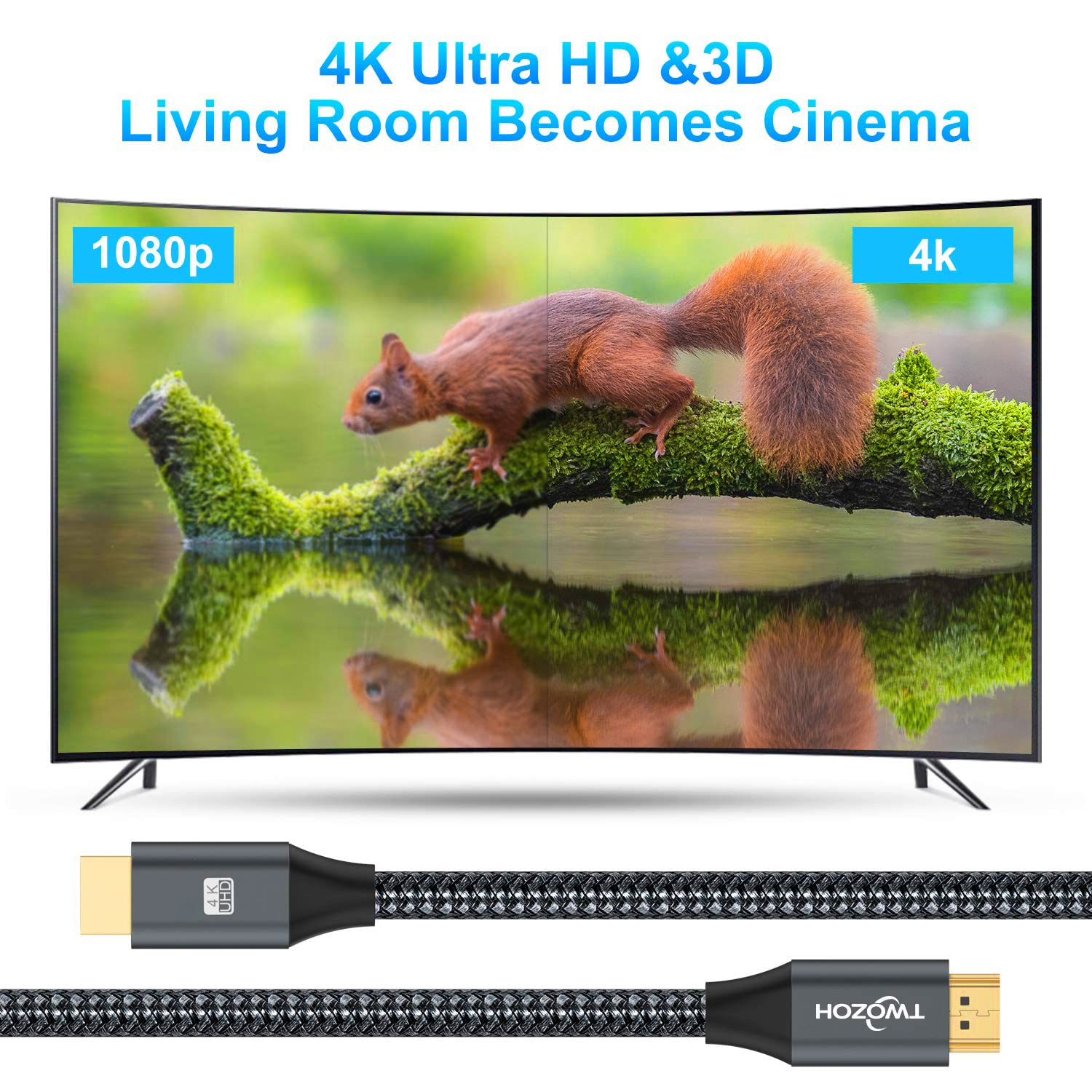 Thumbnail 2 de Twozoh 4K High Speed HDMI 2.0 Cable (10m) for PS5, Xbox, PC, Projector and HDTV