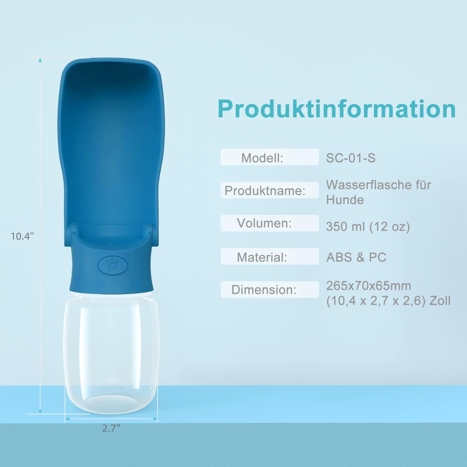 Detalle 1 de Hundetrinkflasche 350 ml Dunkelblau für unterwegs