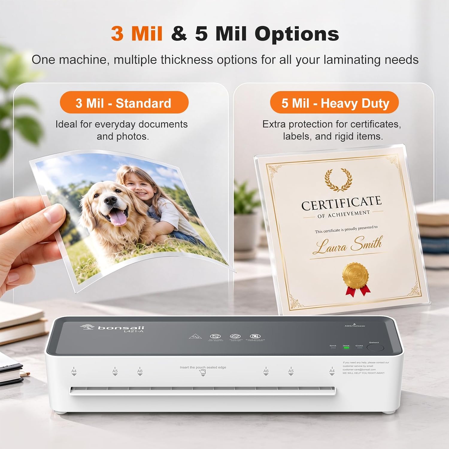 Detalle de Bonsaii 9-Inch Laminator, Hot and Cold Modes, ABS Jam Release