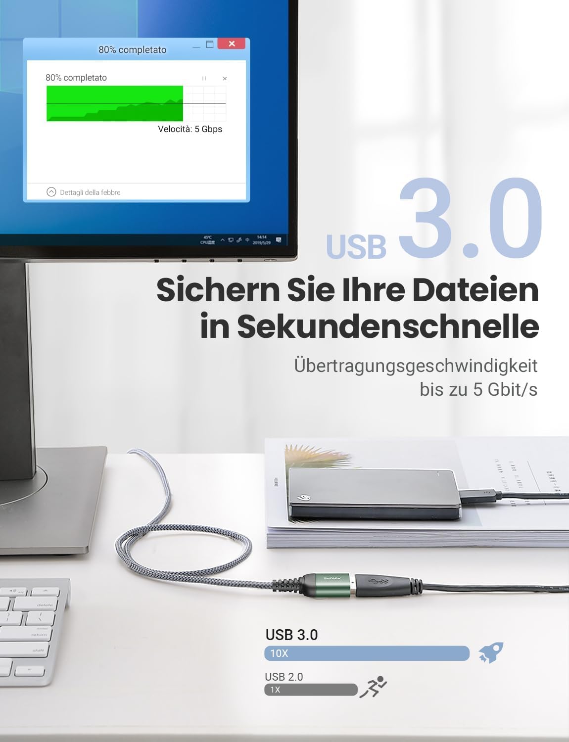 Thumbnail 2 de AINOPE USB Verlängerungskabel 2 m 🔌