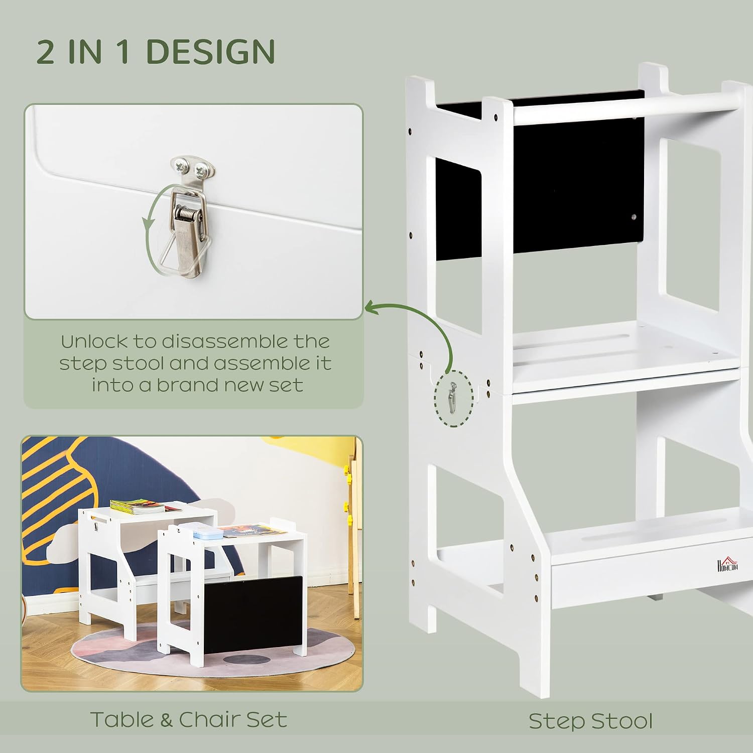 Detalle de HOMCOM 2 in 1 Kids Kitchen Step Stool