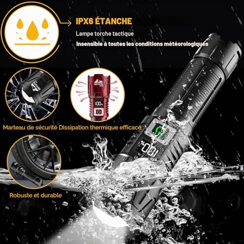 Thumbnail 6 de BEYSTE Lampe Torche LED Ultra Puissante A09 : 1 000 000 LM, 50W, portée jusqu’à 1 520 m