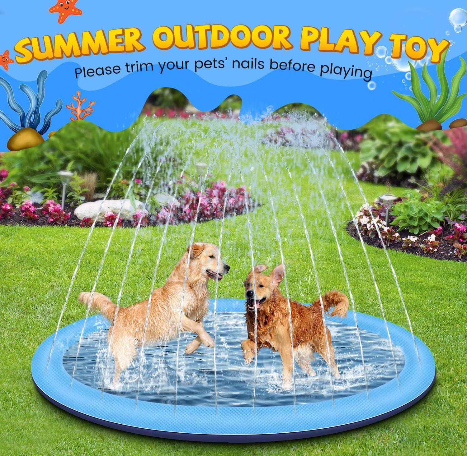Thumbnail 6 de Tosekry Splash Pad für Kinder & Hunde (200 cm) mit Antirutschfunktion – Outdoor-Wassersprinkler fürs Planschvergnügen