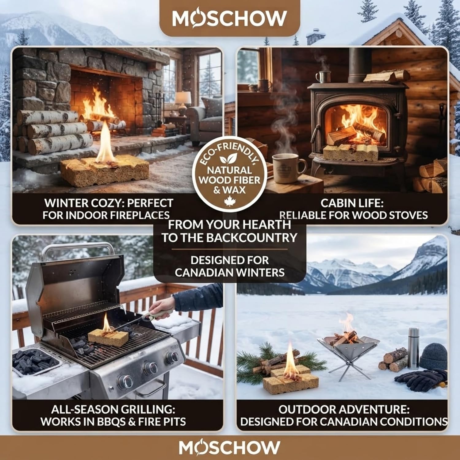 Detalle 1 de MOSCHOW fs küre 150 Natural Wood Fire Starter Cubes, 32 Count