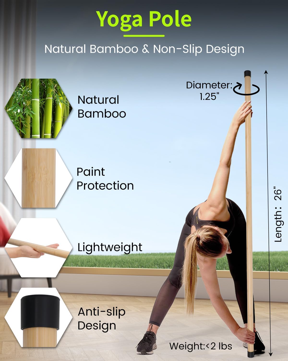 Detalle de Polerden Yoga Stick, 58 Inches