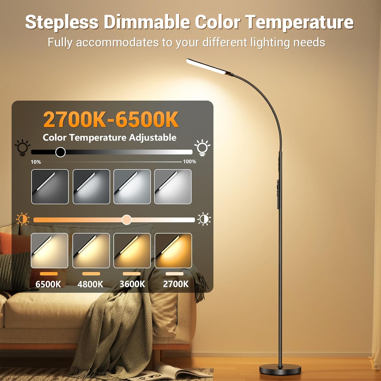 Thumbnail 1 de YICAIZI Lampadaire LED Dimmable 18W