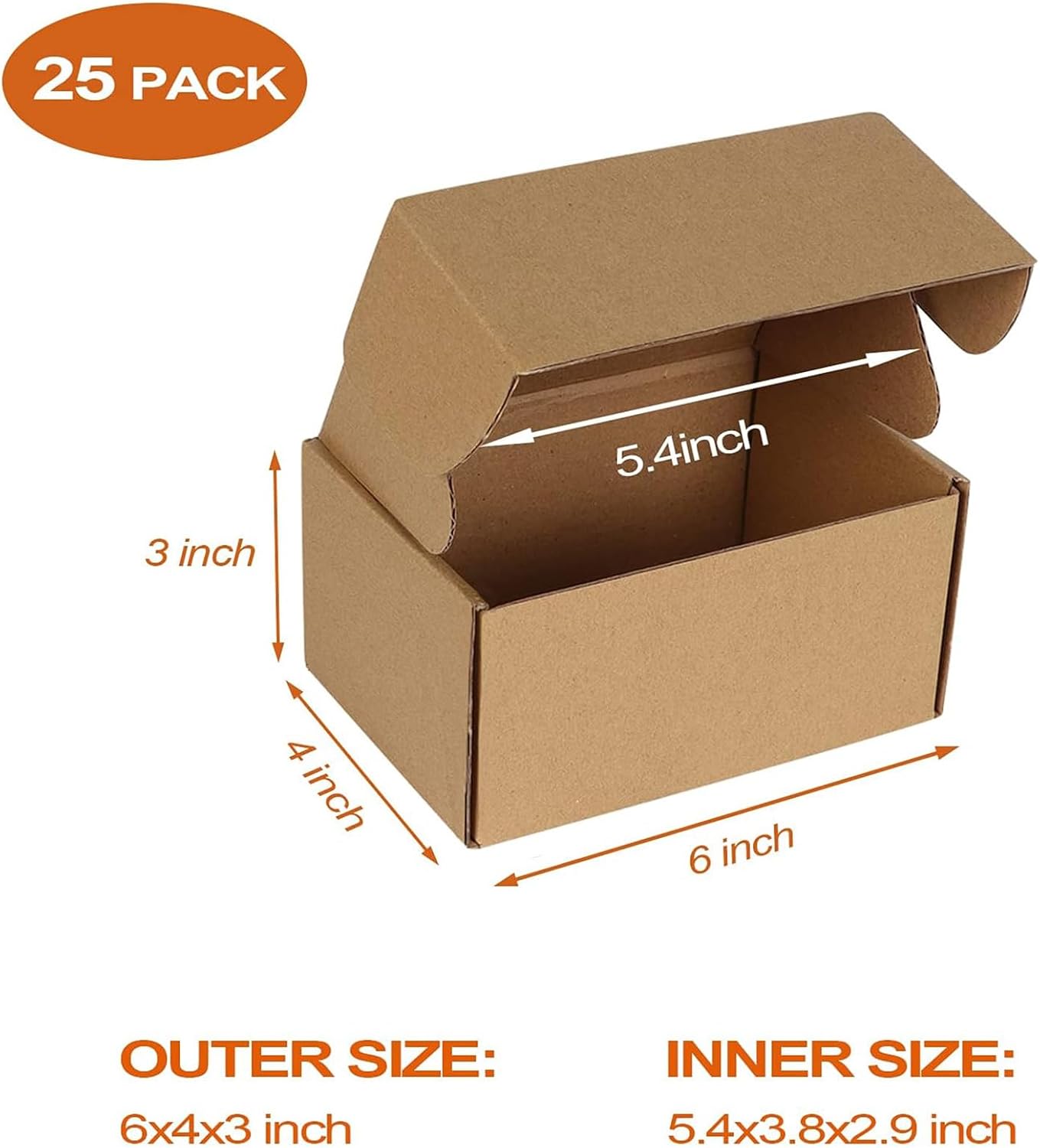 Thumbnail 2 de RLAVBL 25 Pack Small Brown Corrugated Shipping Boxes (153x102x76 mm) – Quick Assemble, Light & Durable