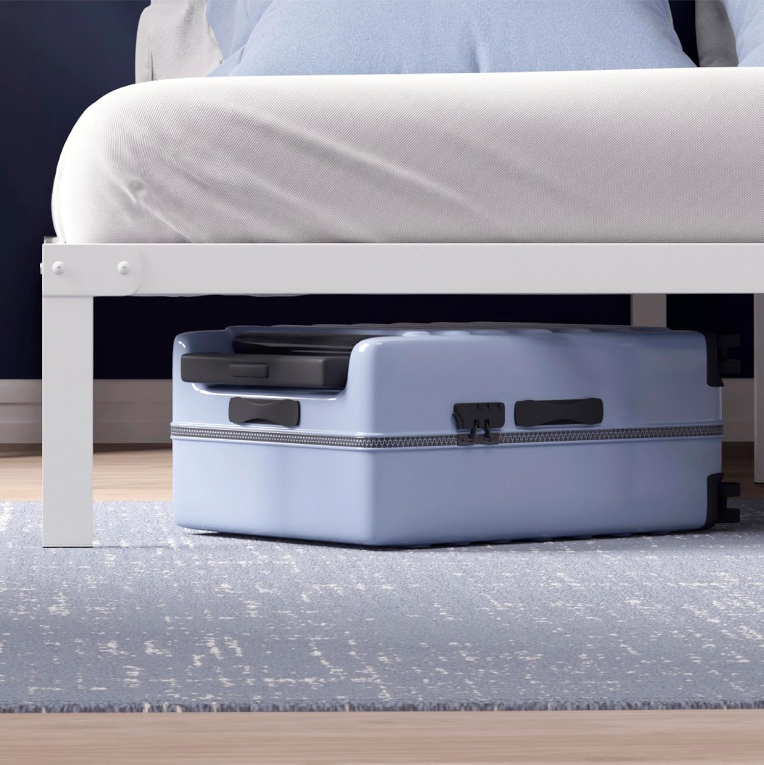 Detalle 2 de Dreamzie Struttura Letto Matrimoniale 140x190 con Rete in Metallo Bianco – Montaggio Facile e Ampio Spazio di Stoccaggio