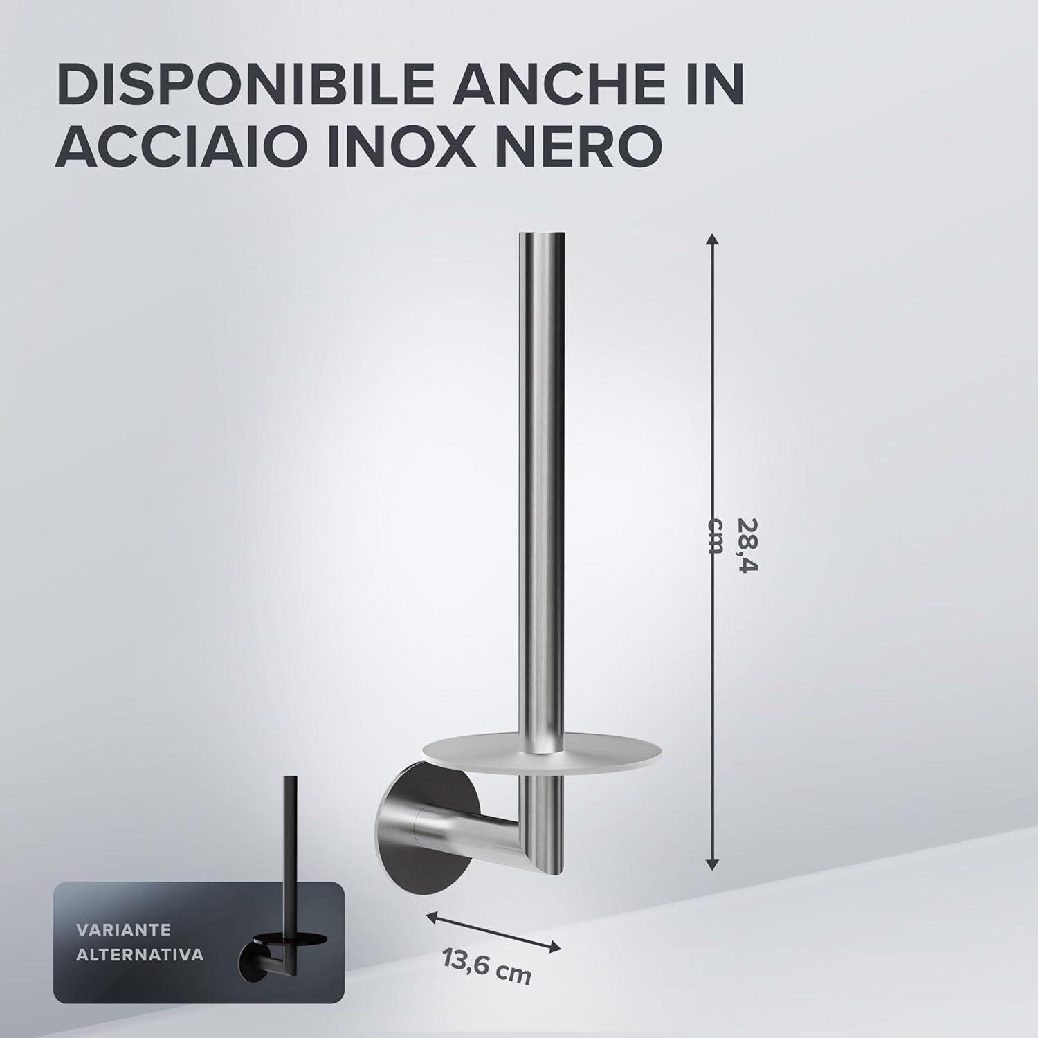 Thumbnail 2 de ovimar Hesselo Ersatzrollenhalter in Silber zum Kleben – Portarotoli con ripiano in vetro, senza forare